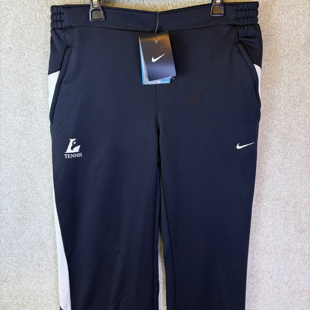 UW La Crosse Tennis Nike Mystic Warmup Pants Womens Medium Black Dri-Fit y2k NOS